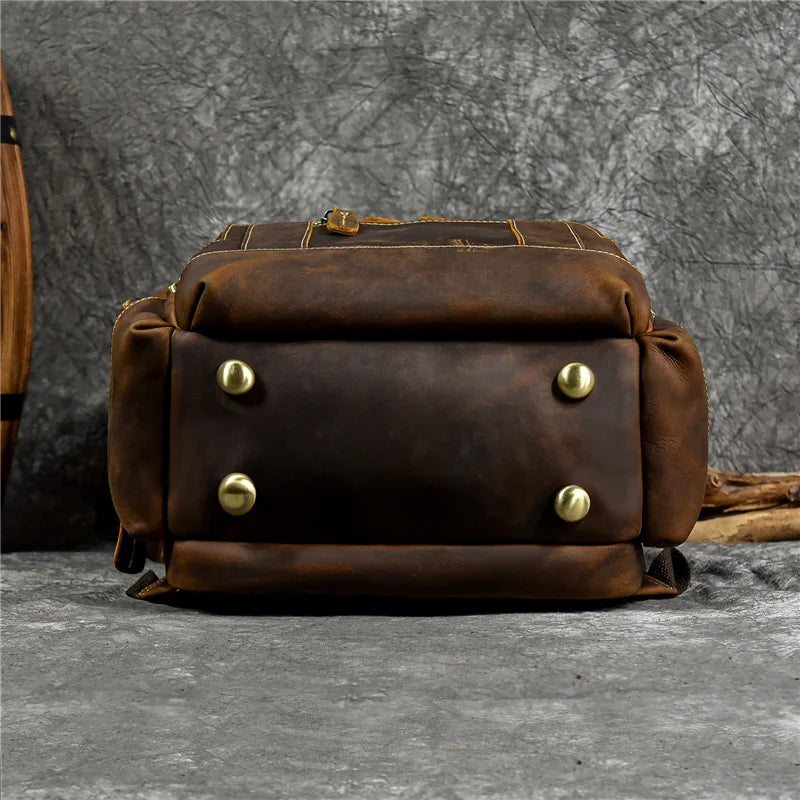Newsbirds men's leather backpack retro luxury fashion style bagpack travel bag backpack school bag for man leather daypack men