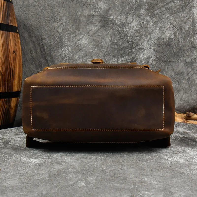 Newsbirds men's leather backpack retro luxury fashion style bagpack travel bag backpack school bag for man leather daypack men
