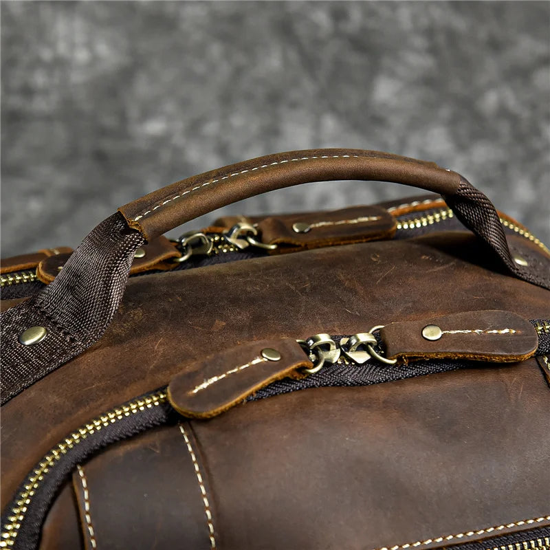 Newsbirds men's leather backpack retro luxury fashion style bagpack travel bag backpack school bag for man leather daypack men
