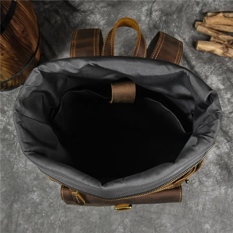 Newsbirds men's leather backpack retro luxury fashion style bagpack travel bag backpack school bag for man leather daypack men