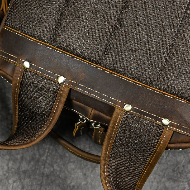 Newsbirds men's leather backpack retro luxury fashion style bagpack travel bag backpack school bag for man leather daypack men