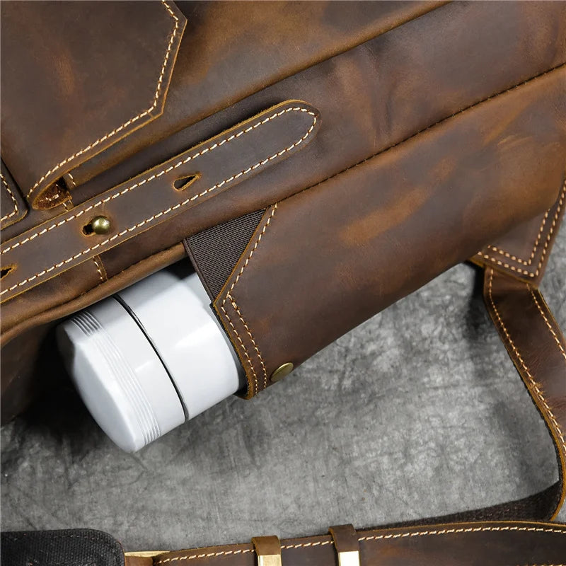 Newsbirds men's leather backpack retro luxury fashion style bagpack travel bag backpack school bag for man leather daypack men