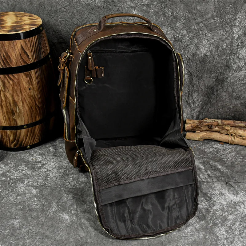 Newsbirds men's leather backpack retro luxury fashion style bagpack travel bag backpack school bag for man leather daypack men