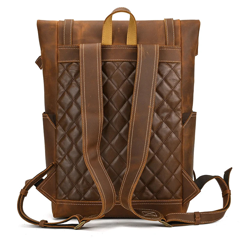 Newsbirds men's leather backpack retro luxury fashion style bagpack travel bag backpack school bag for man leather daypack men