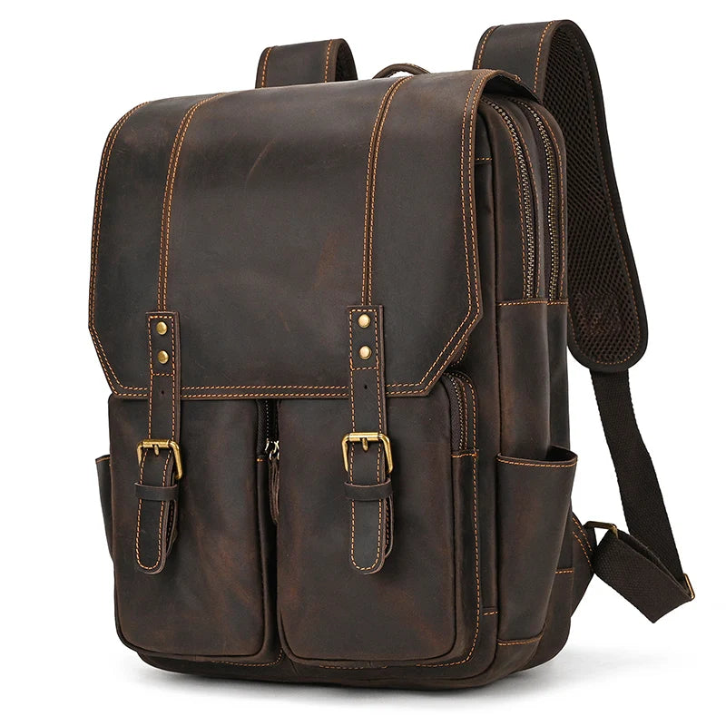Newsbirds men's leather backpack retro luxury fashion style bagpack travel bag backpack school bag for man leather daypack men
