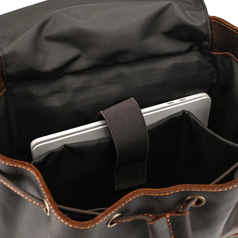 Newsbirds men's leather backpack retro luxury fashion style bagpack travel bag backpack school bag for man leather daypack men