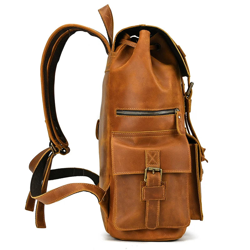 Newsbirds men's leather backpack retro luxury fashion style bagpack travel bag backpack school bag for man leather daypack men