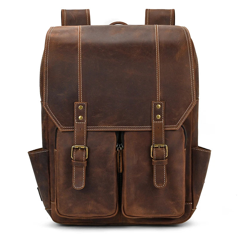 Newsbirds men's leather backpack retro luxury fashion style bagpack travel bag backpack school bag for man leather daypack men