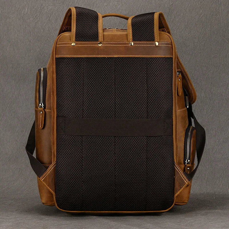 Newsbirds men's leather backpack retro luxury fashion style bagpack travel bag backpack school bag for man leather daypack men
