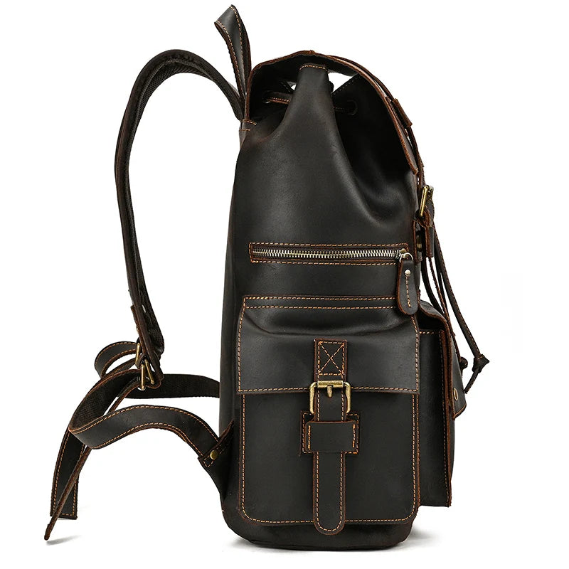 Newsbirds men's leather backpack retro luxury fashion style bagpack travel bag backpack school bag for man leather daypack men
