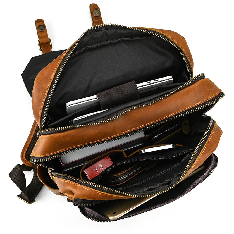 Newsbirds men's leather backpack retro luxury fashion style bagpack travel bag backpack school bag for man leather daypack men