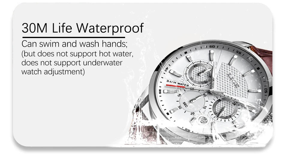 Watches Mens New LIGE Top Brand Luxury Casual Stainless Quartz Mens Watch Business Clock Male Sports Waterproof Date Chronograph