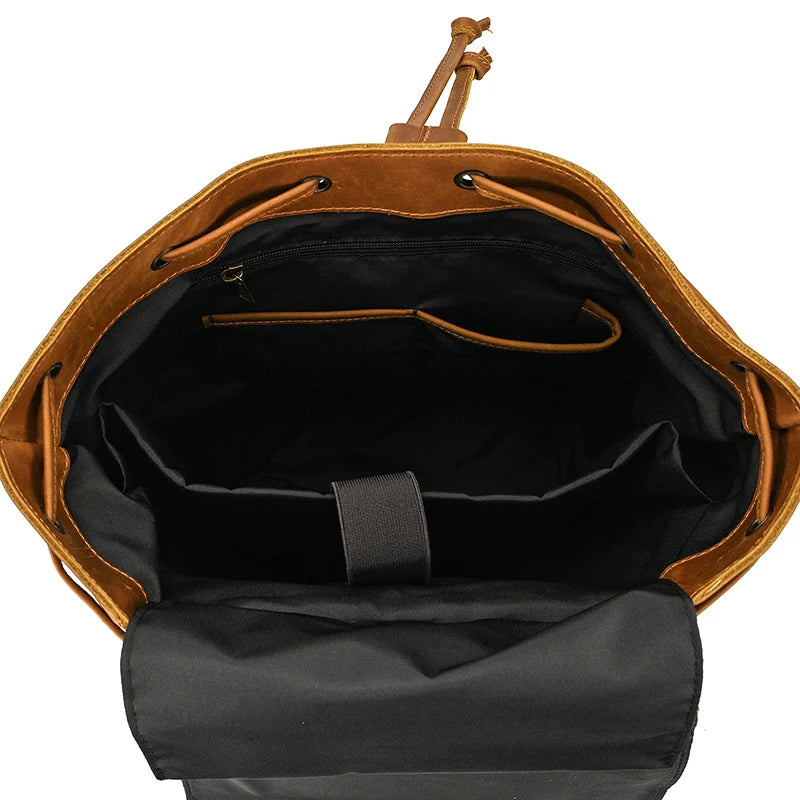 Newsbirds men's leather backpack retro luxury fashion style bagpack travel bag backpack school bag for man leather daypack men