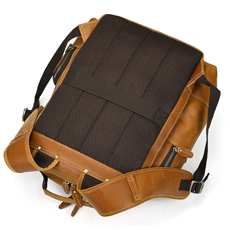 Newsbirds men's leather backpack retro luxury fashion style bagpack travel bag backpack school bag for man leather daypack men