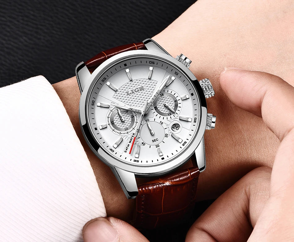 Watches Mens New LIGE Top Brand Luxury Casual Stainless Quartz Mens Watch Business Clock Male Sports Waterproof Date Chronograph