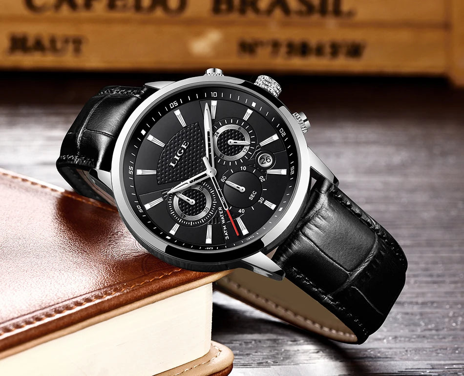 Watches Mens New LIGE Top Brand Luxury Casual Stainless Quartz Mens Watch Business Clock Male Sports Waterproof Date Chronograph