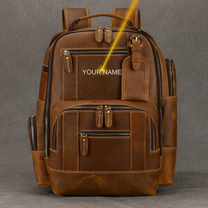 Newsbirds men's leather backpack retro luxury fashion style bagpack travel bag backpack school bag for man leather daypack men