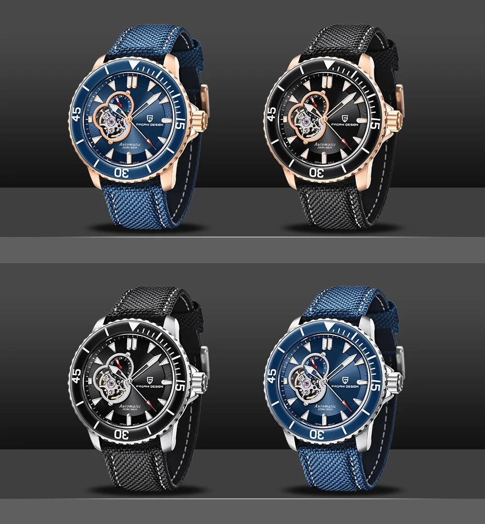 PAGANI Men's Stainless Steel Automatic Mechanical Wristwatch Sapphire Business Waterproof Tourbillon Luminous Watch