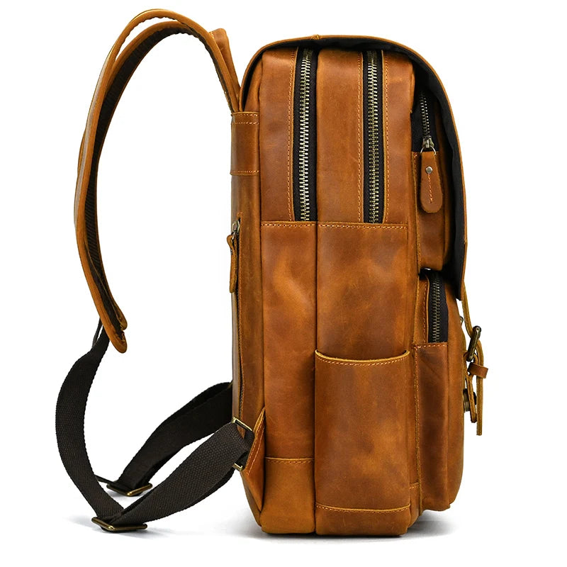 Newsbirds men's leather backpack retro luxury fashion style bagpack travel bag backpack school bag for man leather daypack men