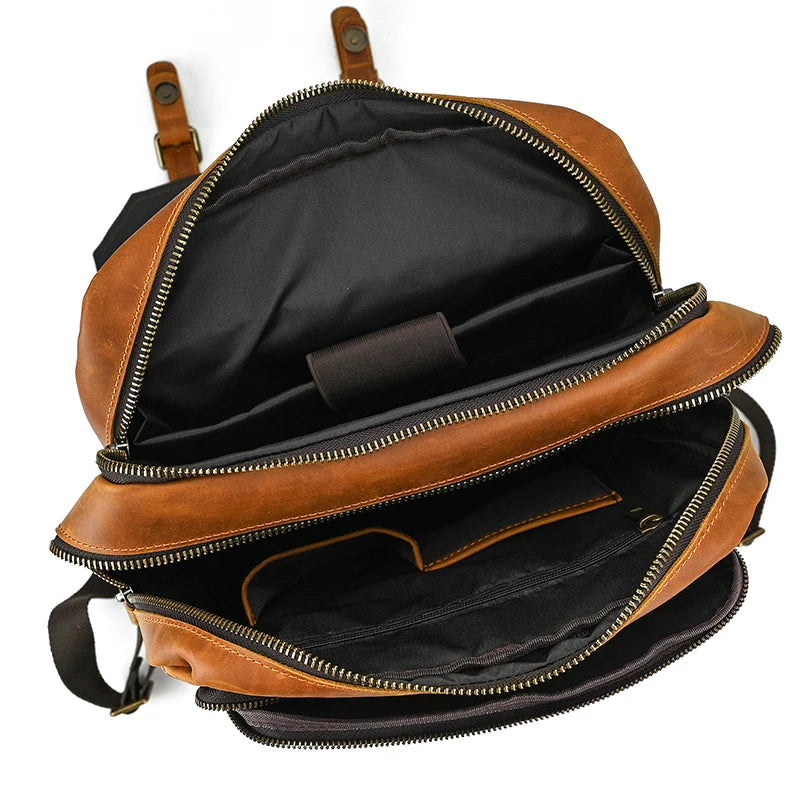 Newsbirds men's leather backpack retro luxury fashion style bagpack travel bag backpack school bag for man leather daypack men