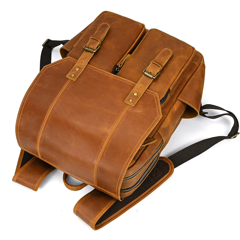 Newsbirds men's leather backpack retro luxury fashion style bagpack travel bag backpack school bag for man leather daypack men