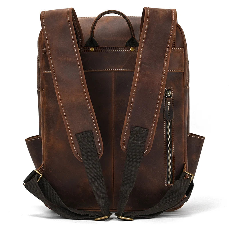 Newsbirds men's leather backpack retro luxury fashion style bagpack travel bag backpack school bag for man leather daypack men
