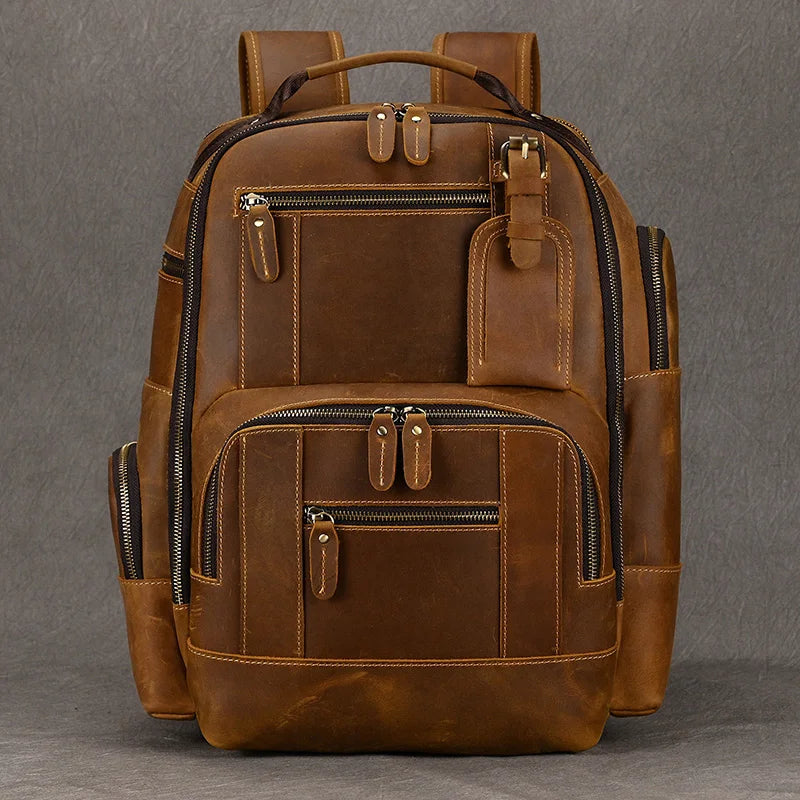 Newsbirds men's leather backpack retro luxury fashion style bagpack travel bag backpack school bag for man leather daypack men