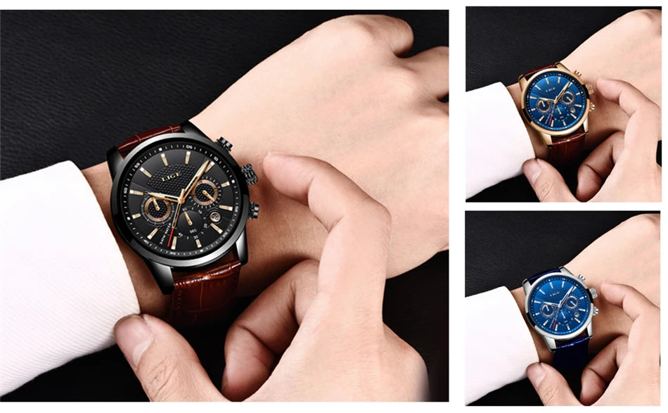 Watches Mens New LIGE Top Brand Luxury Casual Stainless Quartz Mens Watch Business Clock Male Sports Waterproof Date Chronograph