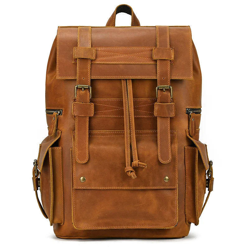 Newsbirds men's leather backpack retro luxury fashion style bagpack travel bag backpack school bag for man leather daypack men