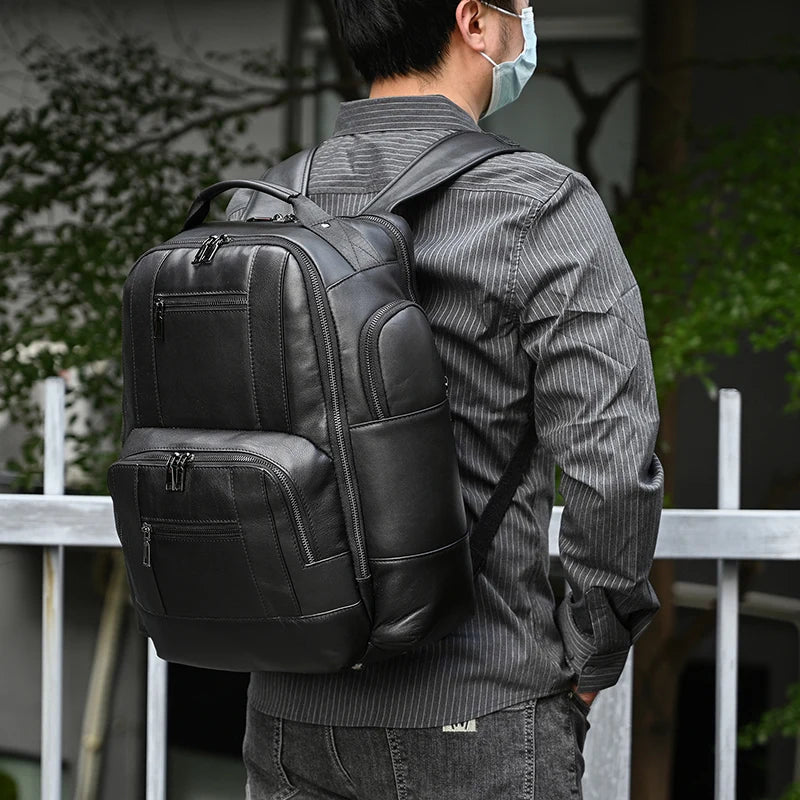 Newsbirds men's leather backpack retro luxury fashion style bagpack travel bag backpack school bag for man leather daypack men