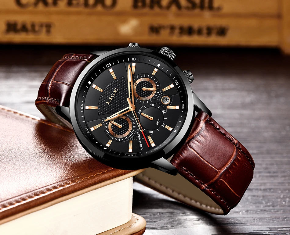 Watches Mens New LIGE Top Brand Luxury Casual Stainless Quartz Mens Watch Business Clock Male Sports Waterproof Date Chronograph