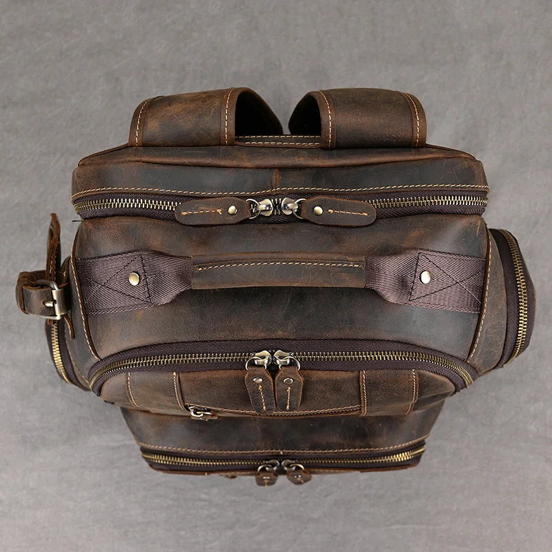Newsbirds men's leather backpack retro luxury fashion style bagpack travel bag backpack school bag for man leather daypack men
