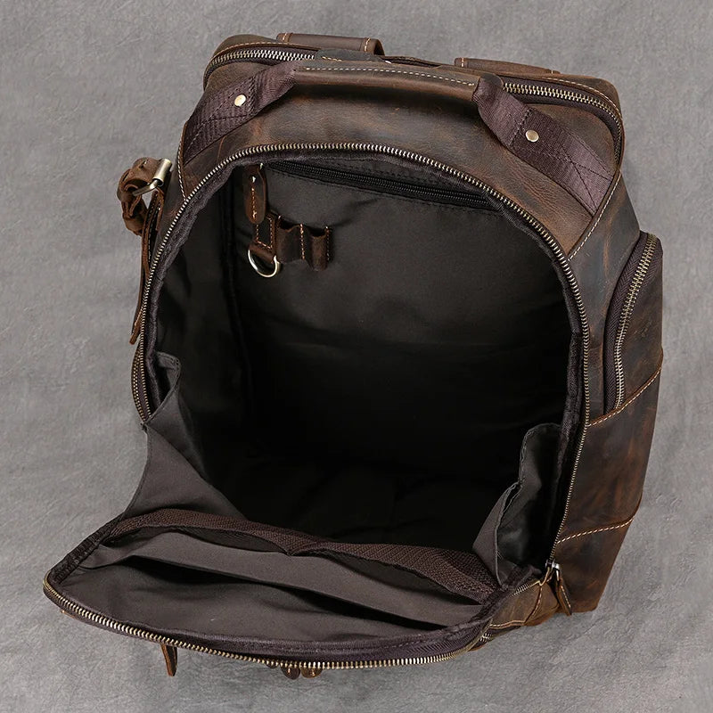 Newsbirds men's leather backpack retro luxury fashion style bagpack travel bag backpack school bag for man leather daypack men
