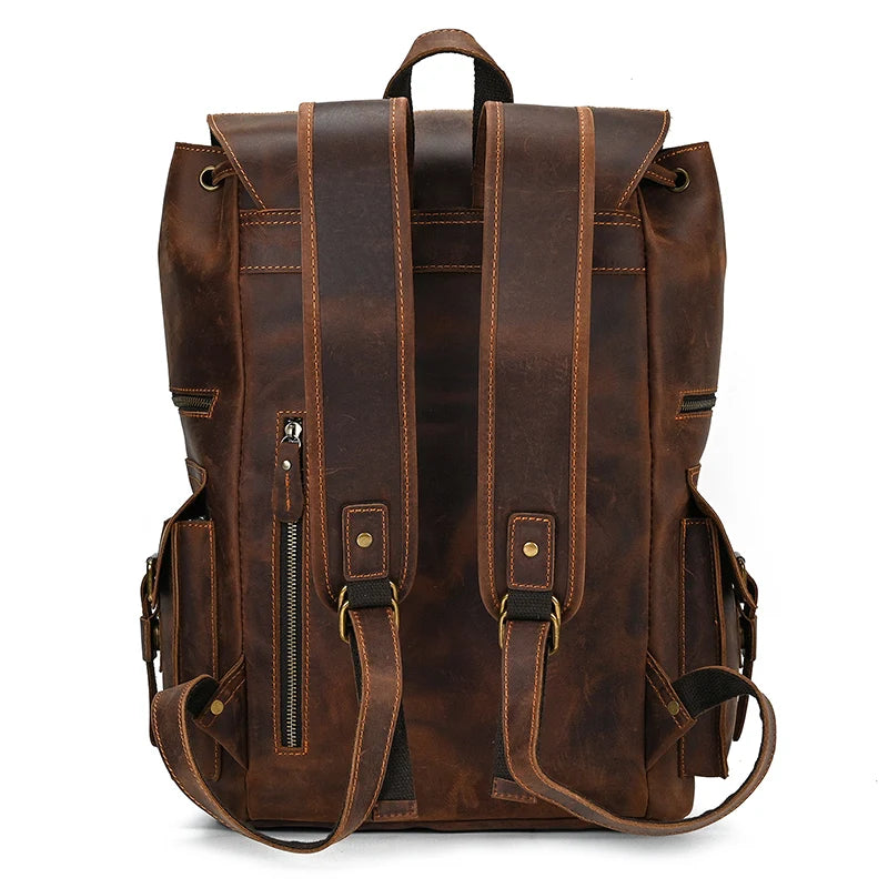 Newsbirds men's leather backpack retro luxury fashion style bagpack travel bag backpack school bag for man leather daypack men