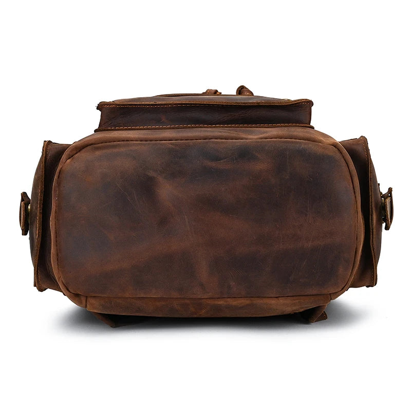 Newsbirds men's leather backpack retro luxury fashion style bagpack travel bag backpack school bag for man leather daypack men