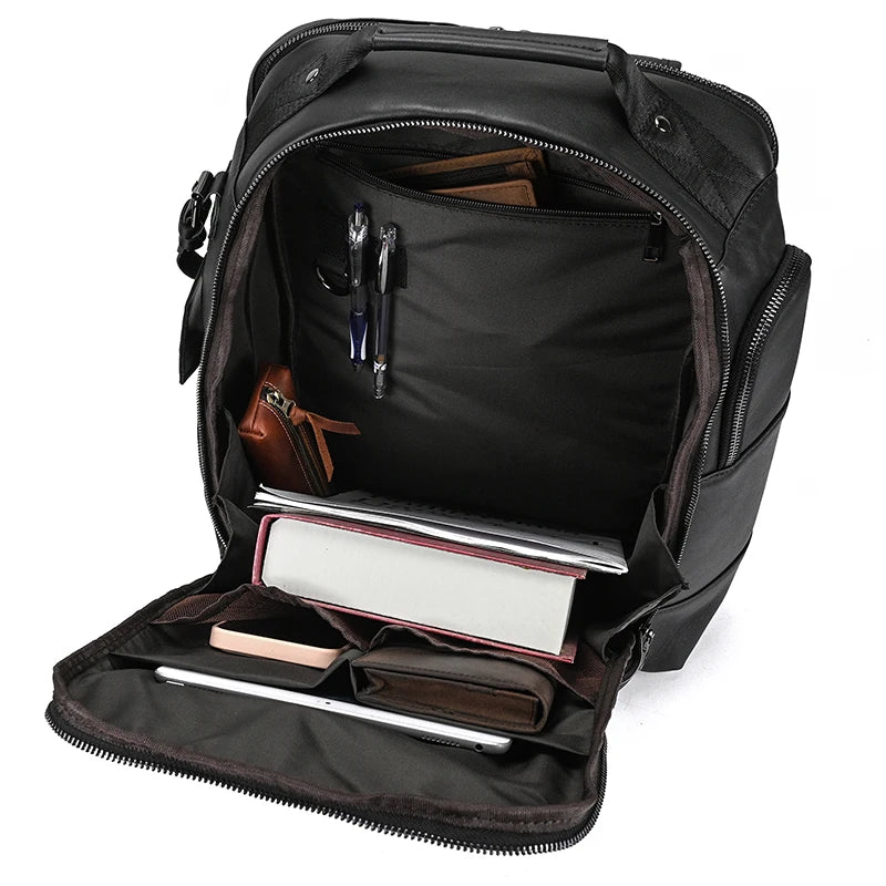 Newsbirds men's leather backpack retro luxury fashion style bagpack travel bag backpack school bag for man leather daypack men