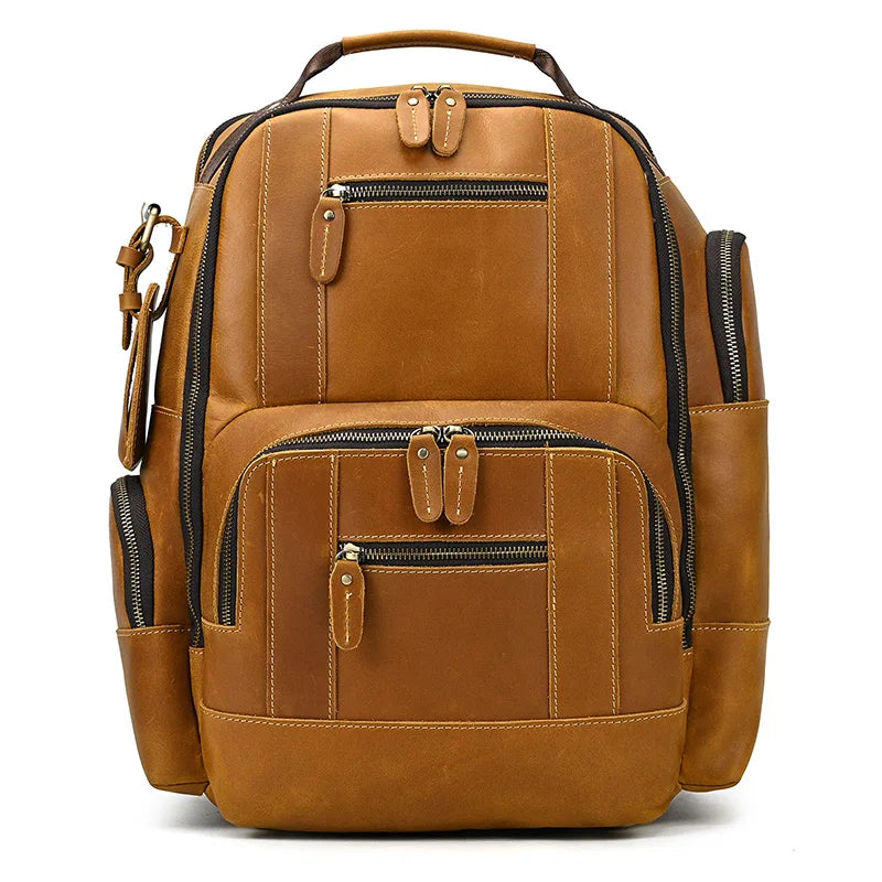 Newsbirds men's leather backpack retro luxury fashion style bagpack travel bag backpack school bag for man leather daypack men