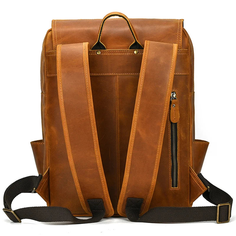 Newsbirds men's leather backpack retro luxury fashion style bagpack travel bag backpack school bag for man leather daypack men