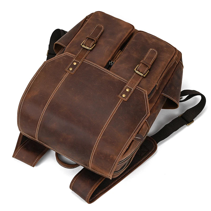 Newsbirds men's leather backpack retro luxury fashion style bagpack travel bag backpack school bag for man leather daypack men