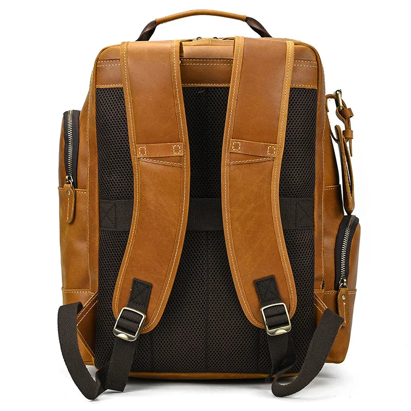 Newsbirds men's leather backpack retro luxury fashion style bagpack travel bag backpack school bag for man leather daypack men