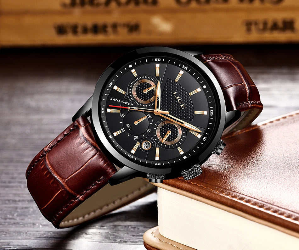 Watches Mens New LIGE Top Brand Luxury Casual Stainless Quartz Mens Watch Business Clock Male Sports Waterproof Date Chronograph