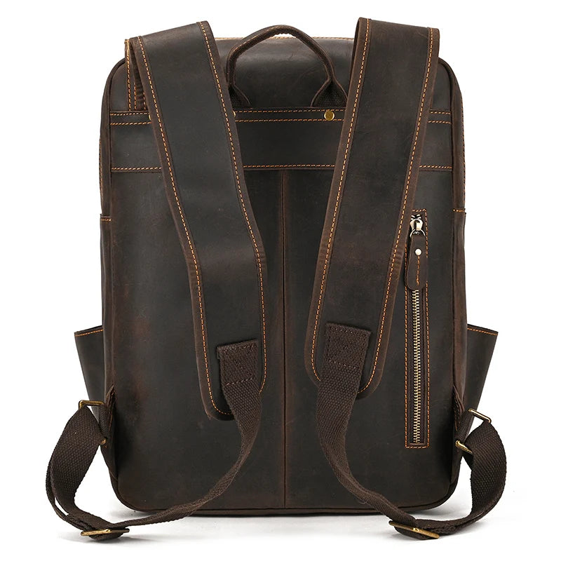Newsbirds men's leather backpack retro luxury fashion style bagpack travel bag backpack school bag for man leather daypack men
