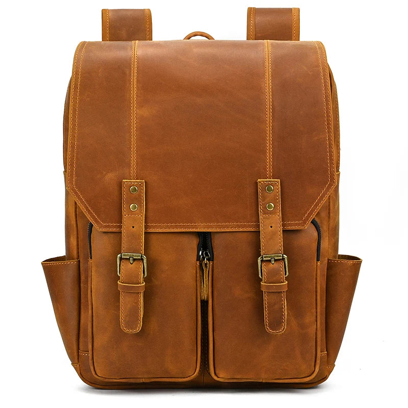 Newsbirds men's leather backpack retro luxury fashion style bagpack travel bag backpack school bag for man leather daypack men