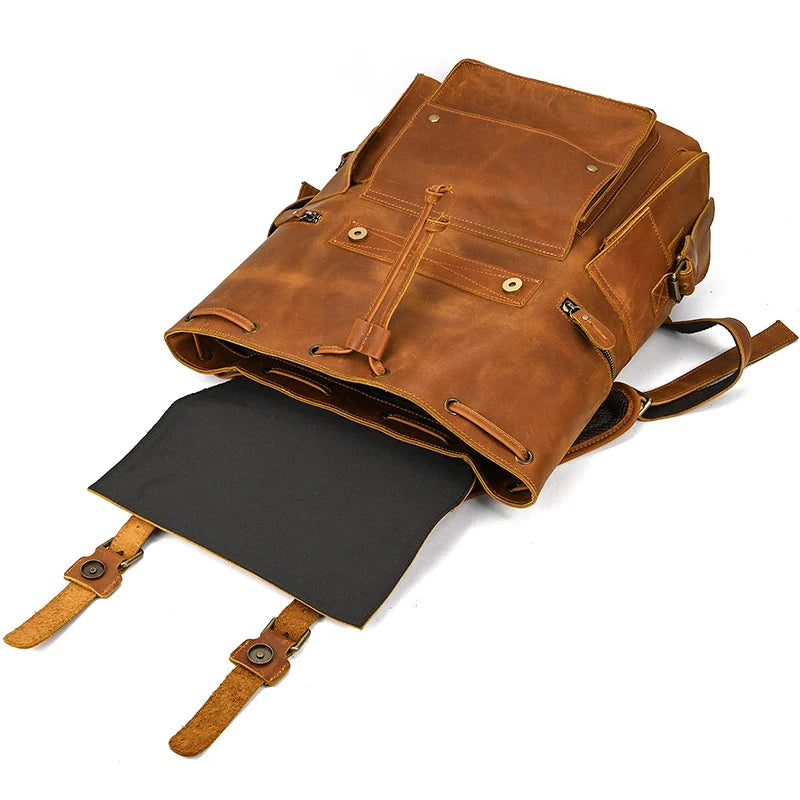 Newsbirds men's leather backpack retro luxury fashion style bagpack travel bag backpack school bag for man leather daypack men