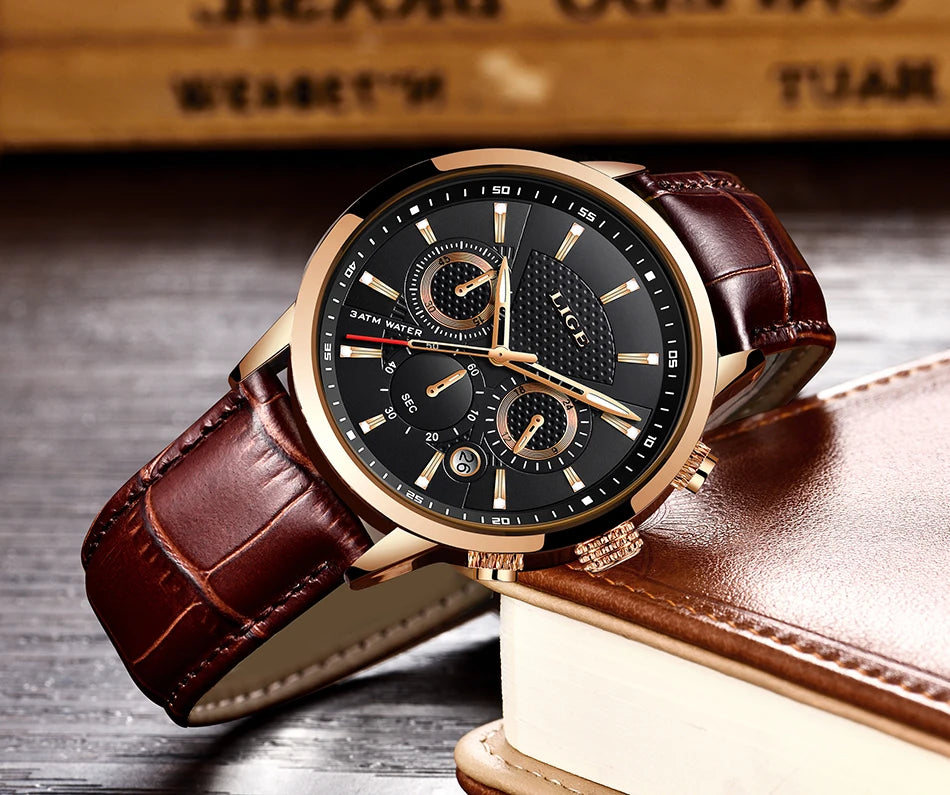 Watches Mens New LIGE Top Brand Luxury Casual Stainless Quartz Mens Watch Business Clock Male Sports Waterproof Date Chronograph