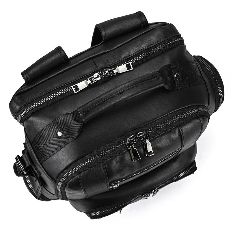 Newsbirds men's leather backpack retro luxury fashion style bagpack travel bag backpack school bag for man leather daypack men