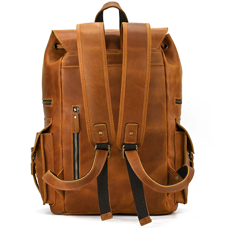 Newsbirds men's leather backpack retro luxury fashion style bagpack travel bag backpack school bag for man leather daypack men