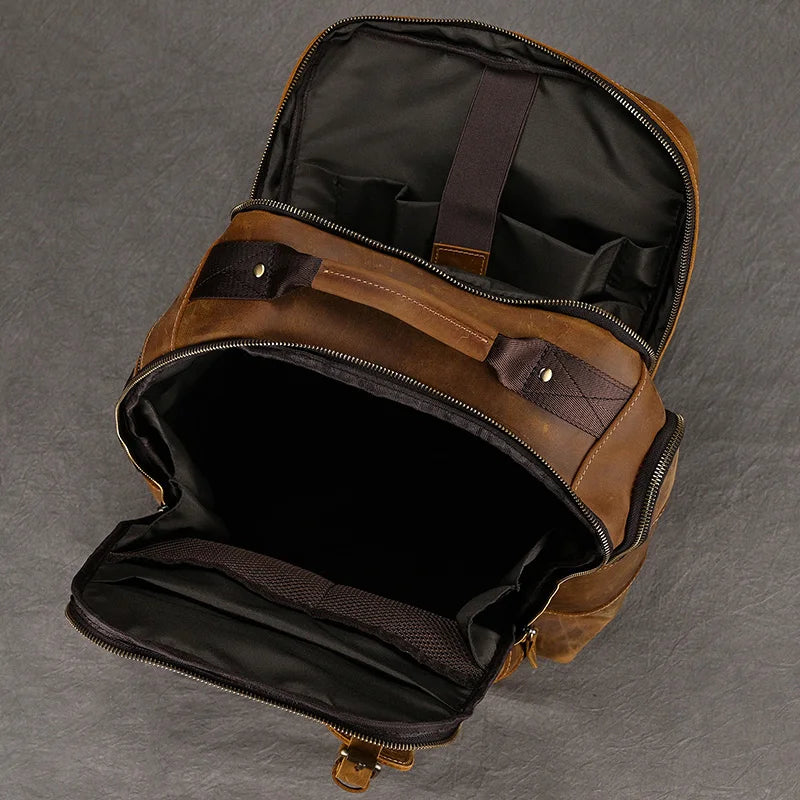 Newsbirds men's leather backpack retro luxury fashion style bagpack travel bag backpack school bag for man leather daypack men