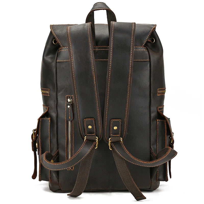 Newsbirds men's leather backpack retro luxury fashion style bagpack travel bag backpack school bag for man leather daypack men