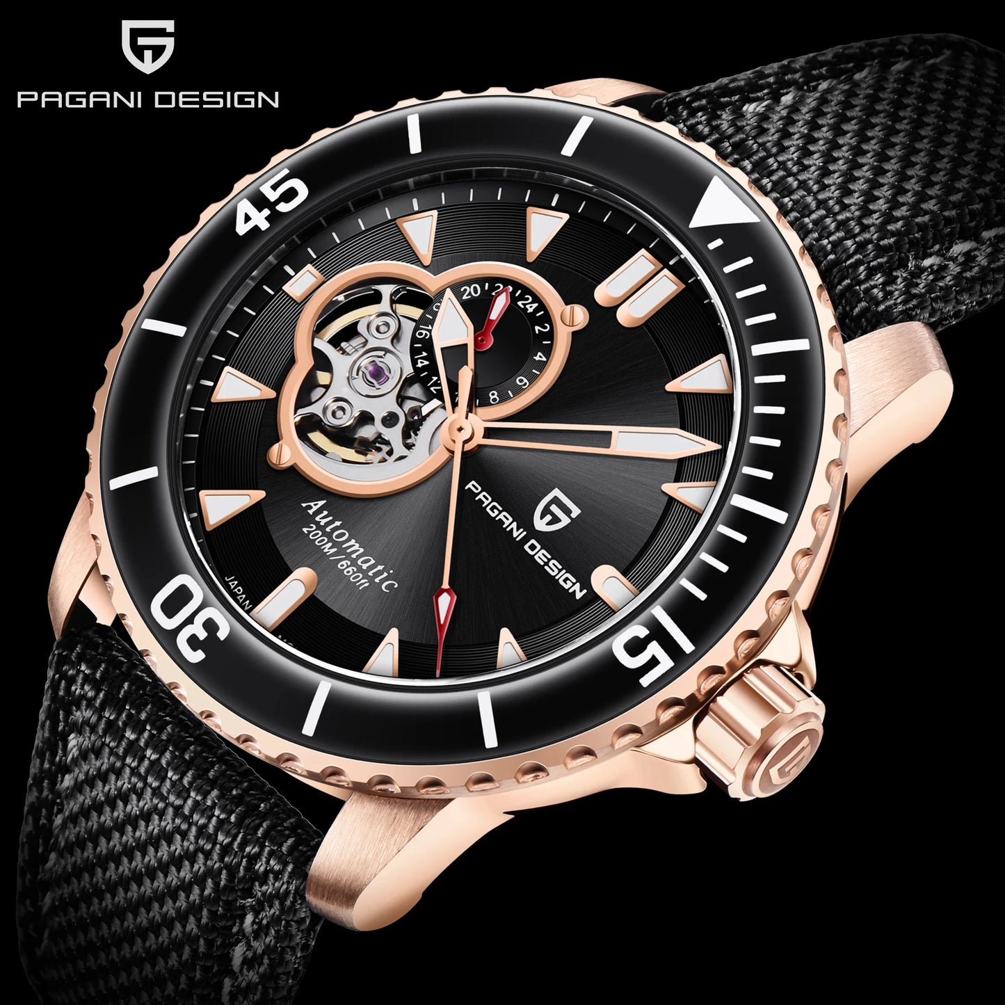 PAGANI Men's Stainless Steel Automatic Mechanical Wristwatch Sapphire Business Waterproof Tourbillon Luminous Watch